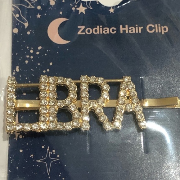 Gold plated zodiac libra horoscope astrology crystal‎ Bedazzled bling hair clips - Picture 2 of 6